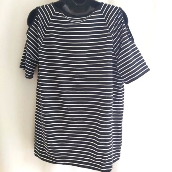 ANNE KLEIN | Women's Striped Top Black White Size Small - Picture 2 of 9